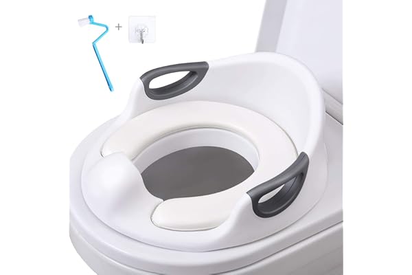 AiKiddo Bébé Réducteur de Toilette, Rehausseur WC Enfant Siège d'entraînement de Toilette, Conception Antidérapants ergonomique(1 x Brosse + 1 x Crochet)