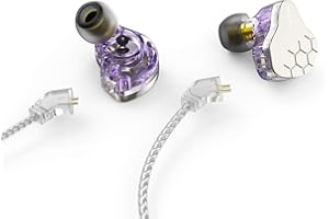 keephifi KBEAR Lark IEM Kopfhörer In-Ear-Monitor für klaren Sound, 1BA+1DD IEM mit 2-poligem abnehmbarem Kabel-Headset, HiFi-Bass Ohrhörer für Musiker, Sänger, Audiophile (Violett, kein mikro)