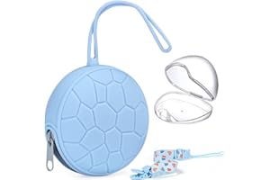 LEYOSON Orzbow Portachupete Bebe de Silicona,Guarda Chupetes Bebe con Transparente Caja de Chupete y Cadenas Chupetes Bebé,sin BPA y No Tóxico,Silicona de Grado Alimenticio (Azul)