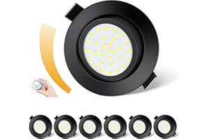 Dexnump Spot LED Encastrable Dimmable, Spots de Plafond 230V, 5W 600LM Spot Encastré Equivalente de 50W, Spot Ultra Plat de 25mm, IP44 pour Salle de Bain Chambre Cuisine Salon, Lot de 6 (Noir, 6000K)
