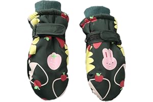 JUPSK Guantes de esquí de invierno para niños, impermeables, antideslizantes, con forro de felpa, guantes de conejo cálidos para niños y niñas de 2 a 5 años
