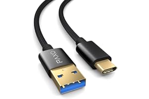PAXO Kabel USB C 5 m, 10 Gbit/s (1,25 GByte/s), USB 3.2 Gen2 (3.0, 3.1), kabel USB typu C do ładowania i przesyłania danych, czarny