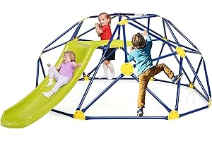 GENERIC INFANS Climbing Dome with Slide, Kids Outdoor Jungle Gym Geometric Dome Climber, Steel Frame, 8FT Climb Structure Backyard Playground Center Equipment for Toddlers (Blue + Green)