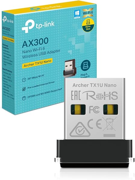 TP-Link Archer TX1U Nano Clé USB Wi-FI 6 AX300, Double Bande 2,4 GHz, Ultra-Compact, MU-MIMO, Mode Point d’Accès, Compatible PC Windows 11/10/7 - 1