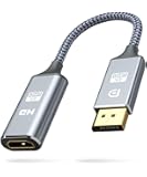 4K DisplayPort to HDMI Adapter, Snowkids 4K @30Hz DisplayPort Male to HDMI Female Converter Unidirectional Nylon Braided DP to HDMI Adapter Compatible with HP, HDTV, ThinkPad, Projector, Desktop-Gray