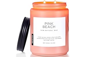 M&SENSE Pink Beach Jar Candle, 550g Pineapple & Coconut Scented Natural Soy Candles for Home Scented, 110 Hour Burn Time, Home Decor Gift for Women, Friends, Family, Colleagues, Couples