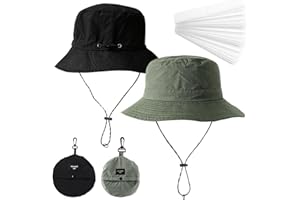 VEGCOO 2 Pack Safari Hat, Foldable Waterproof Sun Protection Fishing Hats for Men Women with 20 Sweat Band Liner for Hiking, Fishing, Fashionable Wear