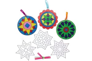Baker Ross AX313 Diwali Suncatchers - Pack of 10, Educational Arts and Crafts for Children, Rangoli, Festival of Lights