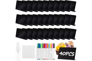 MUXHEL 40PCS Mini Chalkboard Signs, 7.5 x 10cm Mini Blackboards Food Labels for Buffet with Pens, Small Chalk Board Price Tags for Display Food Table Coffee Shop Bakery Restaurant