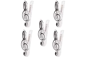 Shiwaki Pinces Papier en Forme de Note de Musique pour Pupitre Page de Livre Clip en Plastique 6,8x3cm - Noir