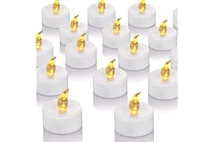 OSHINE 50 sztuk podgrzewaczy na baterie – realistyczne i jasne migoczące zasilanie bateryjne bezpłomieniowa lampka LED zasilana baterią 200 + godzin (ciepły żółty)