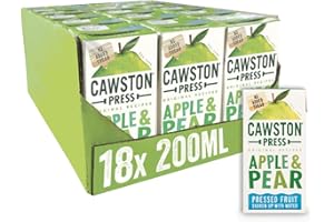 Cawston Press Fruit Water Kids Drink | Pressed Apple & Pear Flavoured Water | 200ml x 18 Pack Pear & Apple Juice Cartons | School Approved – No Added Sugar – Vegan | Ideal for Kids Lunchbox