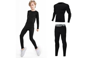 HZSK Thermounterwäsche Kinder Fußball Funktionsunterwäsche Kinder Atmungsaktiv Schnell Trockend Sportunterwäsche Kinder Fussball Thermal Skiunterwäsche