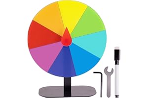 JSTFRU 8 Inch Heavy Duty Spinning Prize Wheel - 8 Slots Color Tabletop Roulette Spinner of Fortune, with Dry Erase Marker and Eraser for Trade Show, Carnival, Win Fortune Spin Games (Multiple Colours)