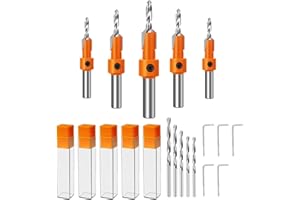 JCAKES Set di Punte a Svasatura per Legno, 10 Pezzi, Con Svasatore, Fusto da 8 mm Con Chiave Esagonale, per Lavorazione del Legno e Plastica