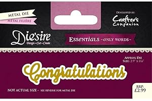 Crafter's Companion Diesire-Essentials Only Words-Congratulations, Metal, 6.3 x 9.7 x 0.1 cm
