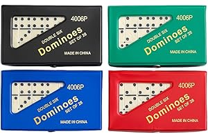 ASPIRE UK® Double Six Dominoes Set of 28 Classic Domino Tiles with Random Color PVC Carry Case, Durable and Portable Travel Game for Adults and Kids