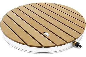 WilTec Ducha de Piscina para jardín Redonda Diámetro 70cm Madera compuesta Altura chorros 4m Ducha Exterior