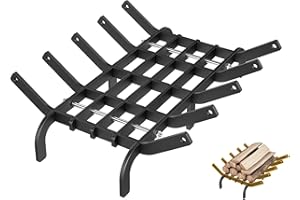 UISEBRT Grille de cheminée avec pieds de support robuste en acier - Grille de feu - Support pour bois de chauffage - Grille de feu pour cheminée intérieure et extérieure - Charge maximale : 50 kg - 41