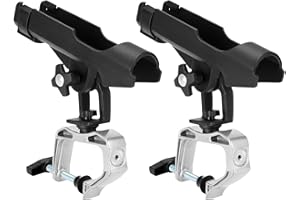 QWORK® 2 Stück Angelrutenhalter für Boote, Fischerboot, Kajak - 360 Grad Einstellbare Rutenhalter - Einfache Montage, Stabil und Vielseitig