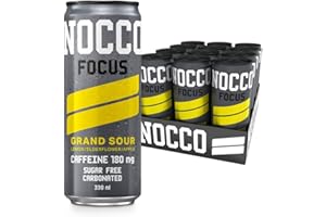 NOCCO Energy Drink | 180mg Caffeine sugar free drinks enhanced with vitamins | pre workout fizzy drinks 12 x 330ml (Grand Sour)