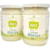 Sheabutter BIO 1 kg (2x 500 g Glas!) Shea Butter 100% rein Top Qualität Karitebutter parfümfrei & vegan