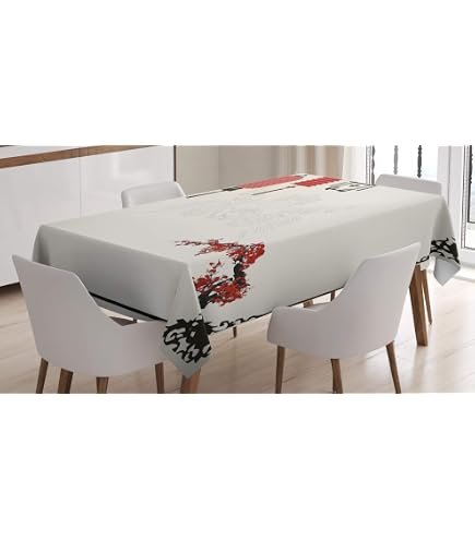 ABAKUHAUS Tovaglia Invernale Rettangolare 140x240 Cm – Bianco E Nero Con Albero Invernale – Antimacchia E Lavabile - 4
