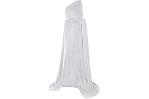 BIGLUFU Halloween Velvet Hooded Cloak Full Length Hooded Cape Halloween Costumes for Vampire Witch Halloween Christmas Cosplay, Hooded Cloak for Women Men and Kids Fancy Dress Costume