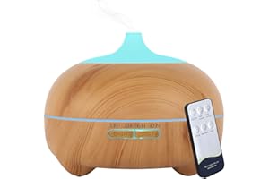 Hantoc Humidificador Aromaterapia Ultrasónico 550ml, Difusores de Aceite Perfumado Lámpara LED Colorida con Función Control Remoto para Yoga Salon SPA Vivir,Dormir, Bañarse