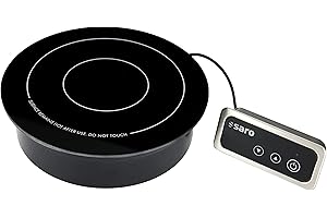 Saro - Eva Plaque à Induction Encastrable, pour Casseroles jusqu'à Ø 200 mm, Écran Tactile, 9 Niveaux de Température, Affichage LED, Plage de Température de 60 à 100 °C, 1 kW