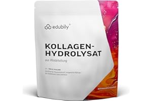 ‎EDUBILY NUTRITION edubily nutrition® Kollagen Pulver (750 g) • Aus Weidehaltung • Premium Collagen Hydrolysat mit Vitamin C, Kupfer, Mangan, Kieselsäure & Zink • Im Klettverschlussbeutel (Ohne Geschmack)