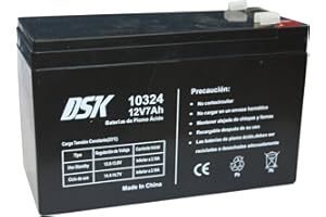 DSK 10324 - Batería de Plomo AGM Recargable y Sellada de 12V con 7Ah. Ideal para Coches Infantiles y Motos eléctricas, patinetes, Sistemas UPS, Sistemas de Seguridad y comunicación…