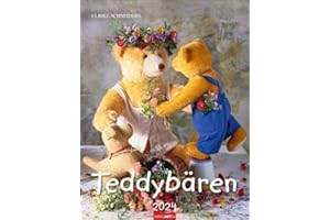Teddybären-Kalender 2024. Foto-Wandplaner mit niedlichen Teddys. Jeden Monat ein liebevoll arrangiertes Bären-Foto im Format 30x39 cm. Mit Platz zum Eintragen.