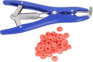 Natudeco Castration pour Moutons,Pince de Castration Animale 100 Anneaux éLastiques en Caoutchouc Animale Coupe Queue Castration pour Bovins Ovins et Porcins