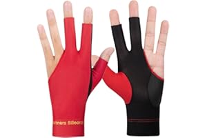TUKEVA 2 Pcs Gants De Billard 3 Doigts Accessoires Gant de Billard antidérapant Gant de Billard antidérapant Respirant Gants de pour Homme et Femme Main Gauche pour Piscine Snooker Sport