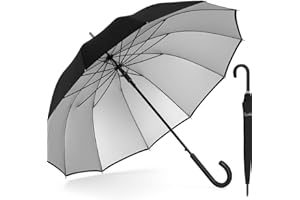 novaease Windproof Black Large Stick Umbrella For Men Women Waterproof Classic Long Umbrella Automatic Open 16 Ribs Durable Travel Golf Umbrella