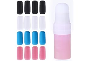 Dimeho Auslaufsichere Hüllen für Reisebehälter, 16 Stück Silikon Flaschenhüllen Elastische Hüllen zum Auslaufen für Reiseutensilien Wiederverwendbar für Reisebehälter (weiß blau rosa schwarz)