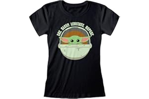 Popgear Koszulka Kobiety Star Wars The Mandalorian The Child Eat. Sleep. Levitate Women's Fitted T-Shirt Black