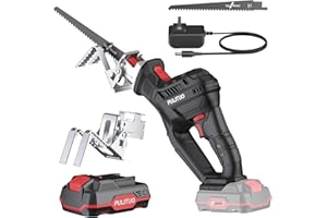 Sega a Gattuccio, PULITUO 20V Sega alternativa a batteria con compatta, 2000mAh Batterie, Velocità Variabile 0-3000 RPM Seghetto alternativo,lame di sega, Luce LED, Adatto per Tagliare Legno e Metallo