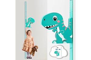 PRITOK Tabella di misurazione dell'altezza del bambino: altimetro di dinosauro mobile 3D con penna per lavagna bianca e metro a nastro, barra di misurazione, barra di misurazione, barra di misurazione