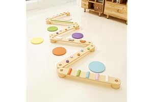 BanaSuper Hölzerner Kleinkinder Schwebebalken Bunte Hindernissteine Montessori Spielzeug für Kinder Gleichgewichtstraining Gymnastik Hindernis Kinder Balance Board
