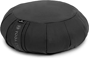Yoga Studio EU Round Zafu Meditation Cushion | Organic Cotton | Buckwheat Hulls | Removable Washable Cover | Carry Handle
