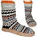 Produktbild alles-meine.de GmbH Hausschuhe / Hüttenschuhe / Pantoffel -  Strick - Norweger Muster - ORANGE / schwarz - Flausch gefüttert  - Größe 41 bis 46 - incl. Name - Plüschhausschuh -..
