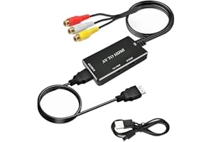 Zescyha Convertisseur AV vers HDMI 1080P, Adaptateur RCA vers HDMI, Convertisseur Audio Vidéo Composite CVBS Analogique, Prend en Charge PS2 PS3 Xbox Wii VHS DVD et Plus, Câble USB et Câble Inclus