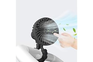 KQLHLHDYZ Ventilateur portable pour poussette - En forme de pieuvre - Rechargeable - Avec trépied flexible - Pour lit d'étudiant, bureau, vélo, berceau, tapis de course, camping, voyage, 3 vitesses