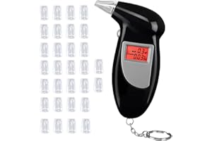 Funmo Alcootest Ethylotest Electronique, Éthylotest Professionnel avec 30 Embouts, Éthylotest Précis pour la Police avec Affichage Numérique LCD, Éthylotest Portable pour Usage Domestique