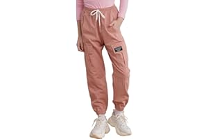 Kaerm Pantalon Cargo Fille Jogging Jean Mode avec Multi-Poches Taille Élastique 3-16 Ans