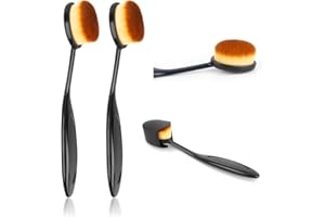 RUCUDIM Pinceau de maquillage, pinceau de maquillage liquide, pinceau de fond de teint, pinceau de contouring, pinceau ovale de qualité supérieure pour mélanger et contourner avec couvercle (noir)