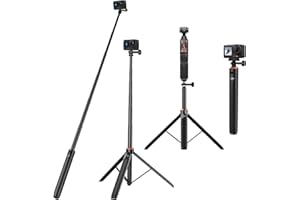 Vkesen Palo Selfie de 136cm con Tripode Incorporado para GoPro Hero 13/12/11/10/9, dji Osmo Pocket 3, dji Osmo Action 5 Pro/4, Insta360 Ace Pro/Ace Pro 2, AKASO EK7000/V50 X y Otras Cámaras de Acción
