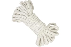 LEREATI Cuerda Macrame 8mm x 10m Hilo Macrame Cuerda de Algodon Natural Cuerda Gruesa, Algodó Cordel Cordón para DIY Manualidades, Colgador de Planta, Jardinería, Cortina Decoración (Natural)